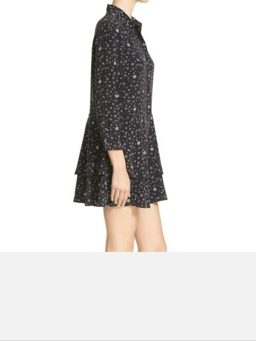 EQUIPMENT 100% Silk Celestial Print Mini Shirt Dress Tunic w. Ruffle  Skirt S/P - Picture 6 of 7